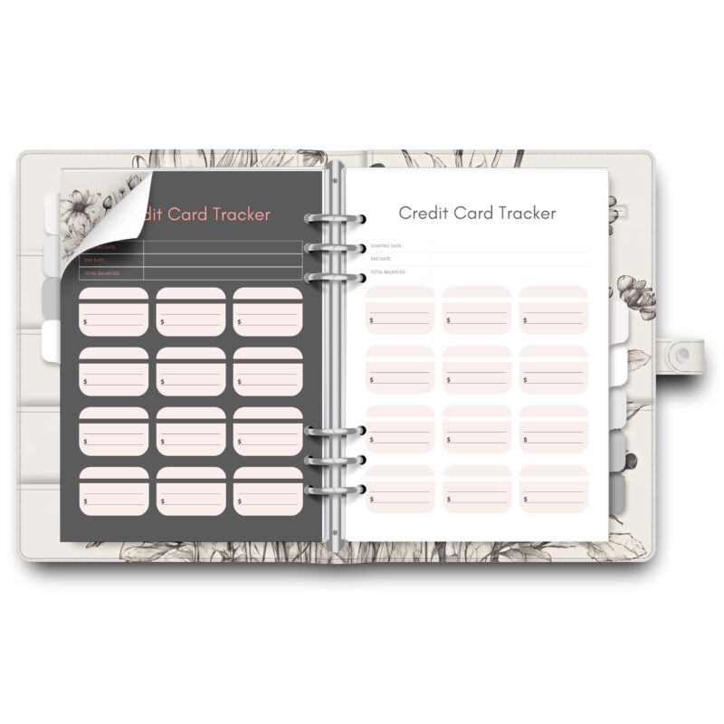 Close-up of Credit Card Payment Tracker showing debt reduction