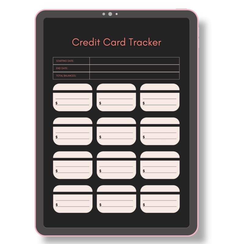 Digital screen displaying the Credit Card Payment Tracker