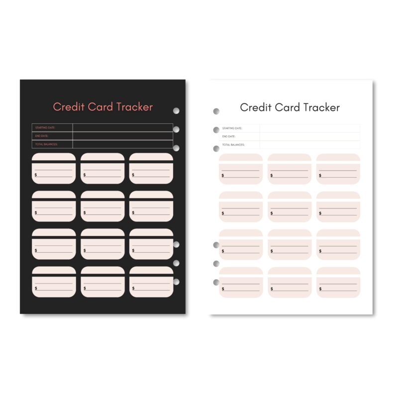 Credit Card Payment Tracker in A4 dark mode on a desk