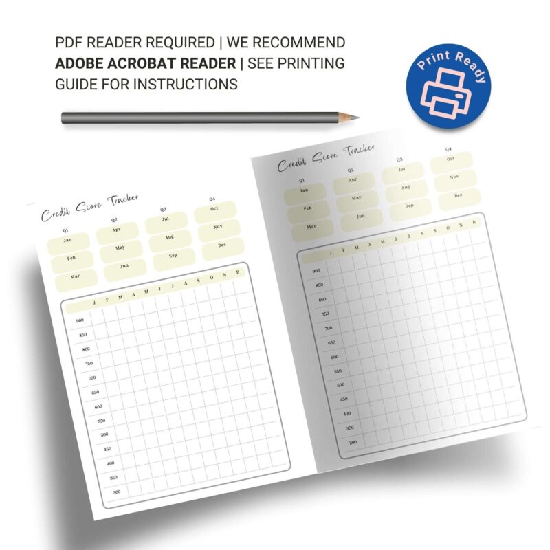 Hand filling out the Credit Score Tracker with a pen