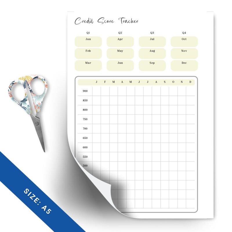 Credit Score Tracker A5 insert in an open planner