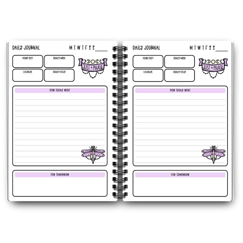 Creepy Pastel Daily Journal Page showing sections for daily reflection