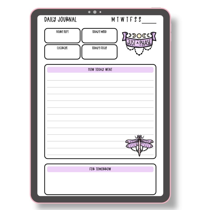 Digital preview of the Creepy Pastel Daily Journal Page download