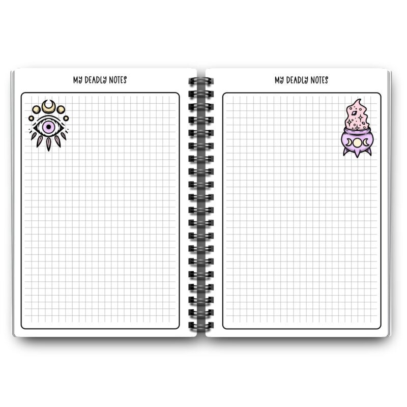 Creepy Pastel Notes Page A5 PDF with spooky cute design