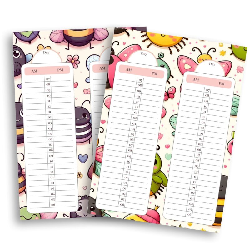 Two adorable designs of the Cute 24 Hour Daily Planner displayed.