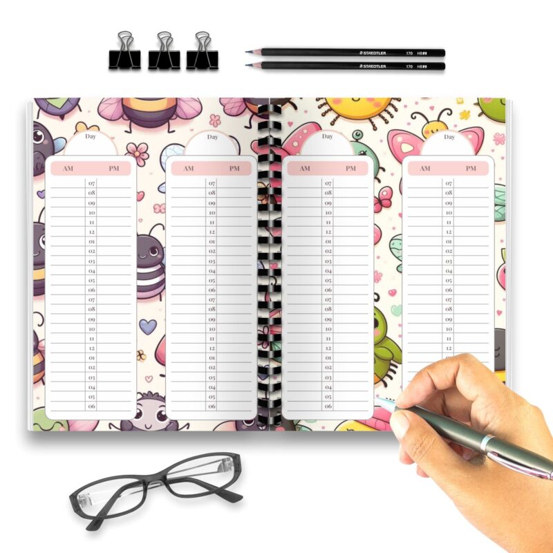 Person writing in the Cute 24 Hour Daily Planner for effective daily planning.