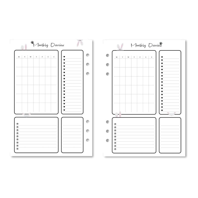 Instant download A5 monthly planner insert featuring adorable animals