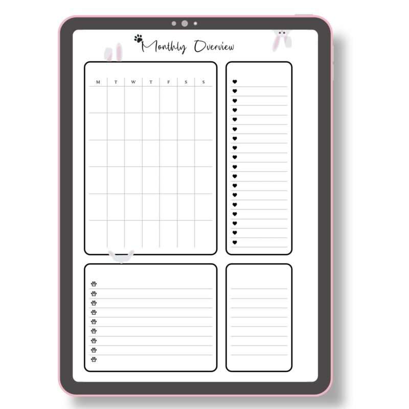 A5 Monthly Planner Insert – Cute Animals Monthly Overview | Instant Download - Image 6