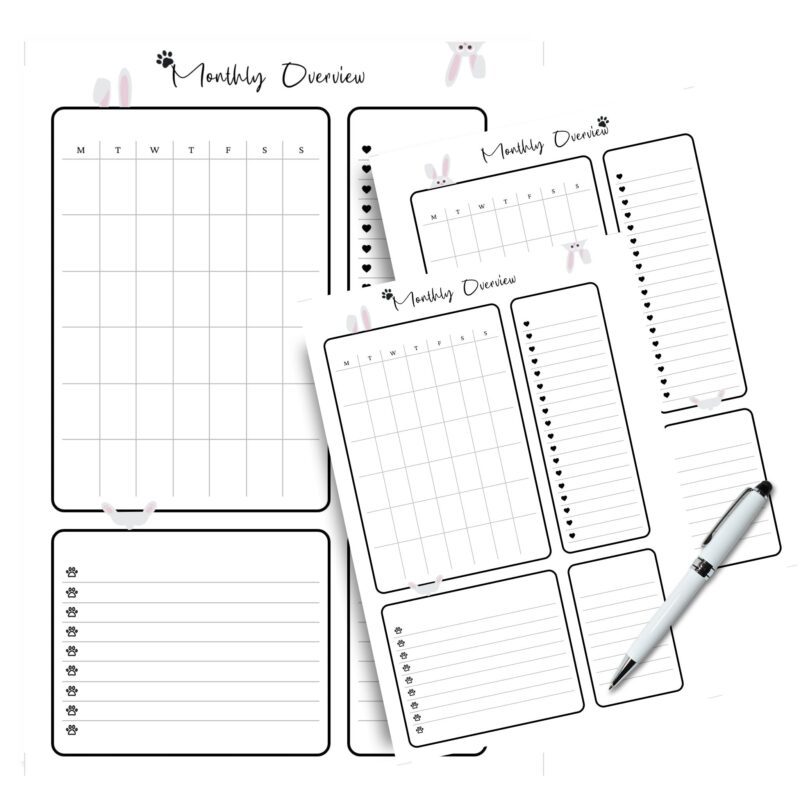 Printable A5 monthly planner insert for easy organization