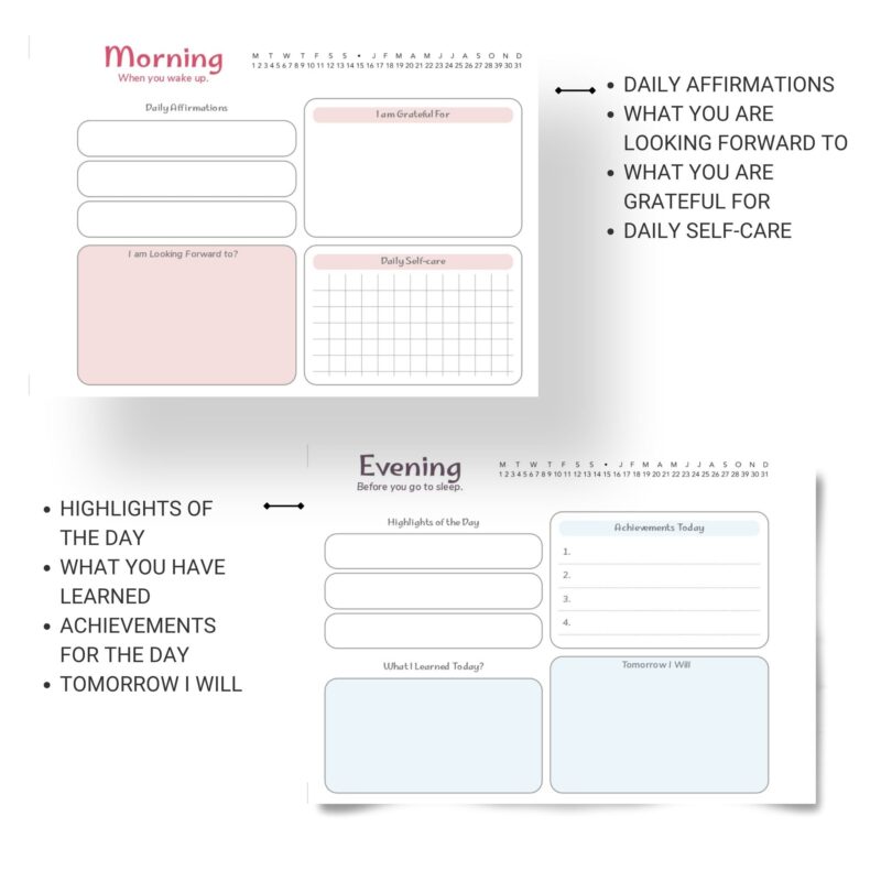 Productivity planner pages from the Cute Bugs Journal