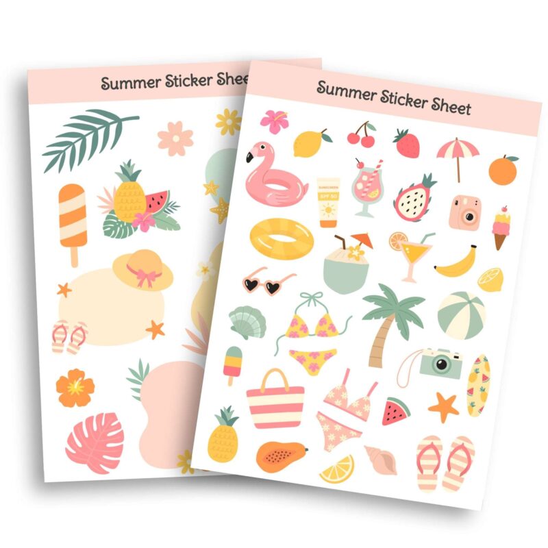 Printable Summer Stickers A5 Sheet