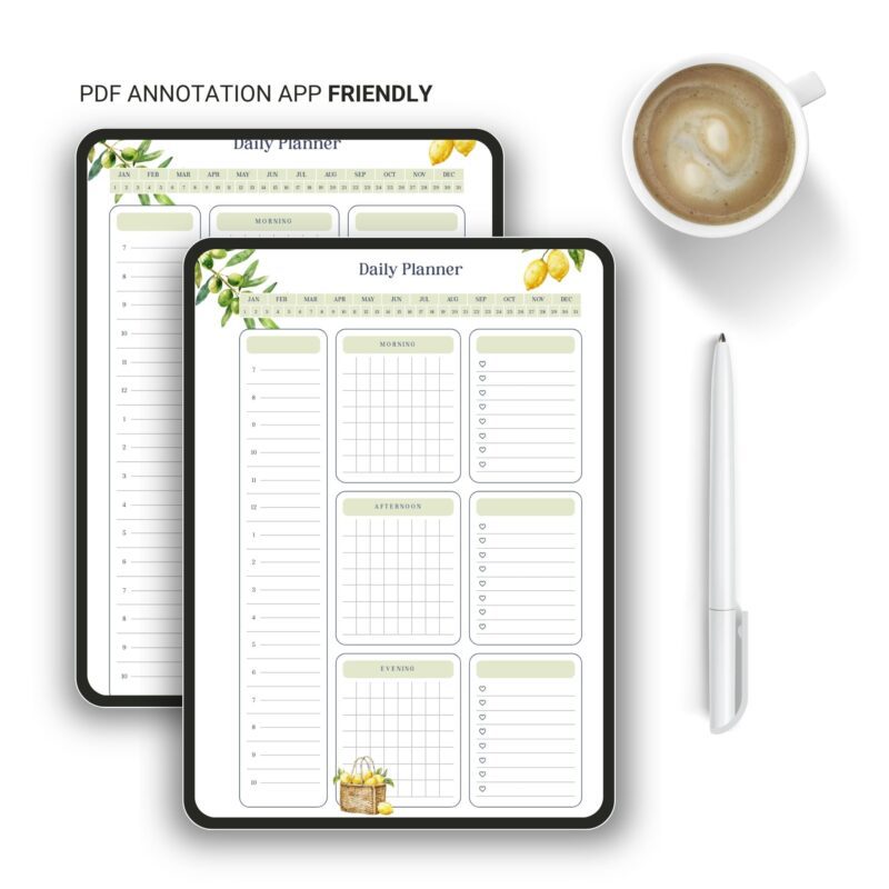 Two-page spread of the Lemon Daily Planner, showcasing dedicated spaces for appointments and gratitude.