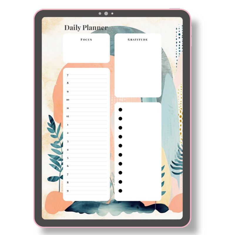 Mockup of the A5 Daily Planner insert on a laptop screen, emphasizing its instant download and print-ready format.