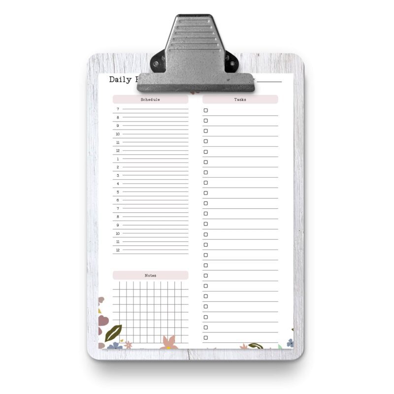 Beautiful printable planner pages with a garden theme, laid out for tranquil daily planning.
