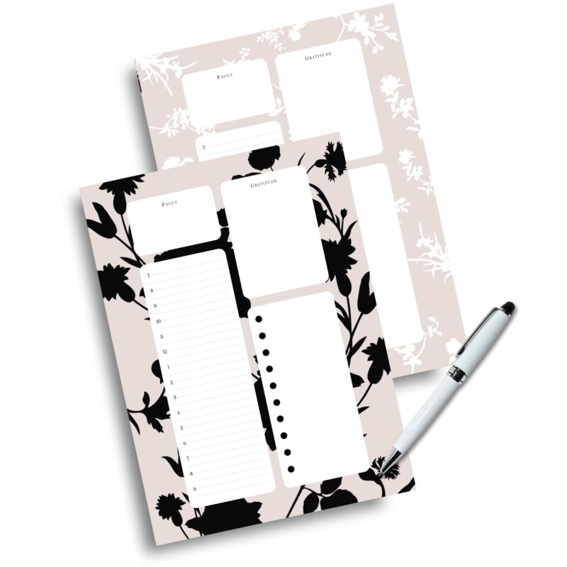 Close-up of A5 daily planner for productivity and goal setting