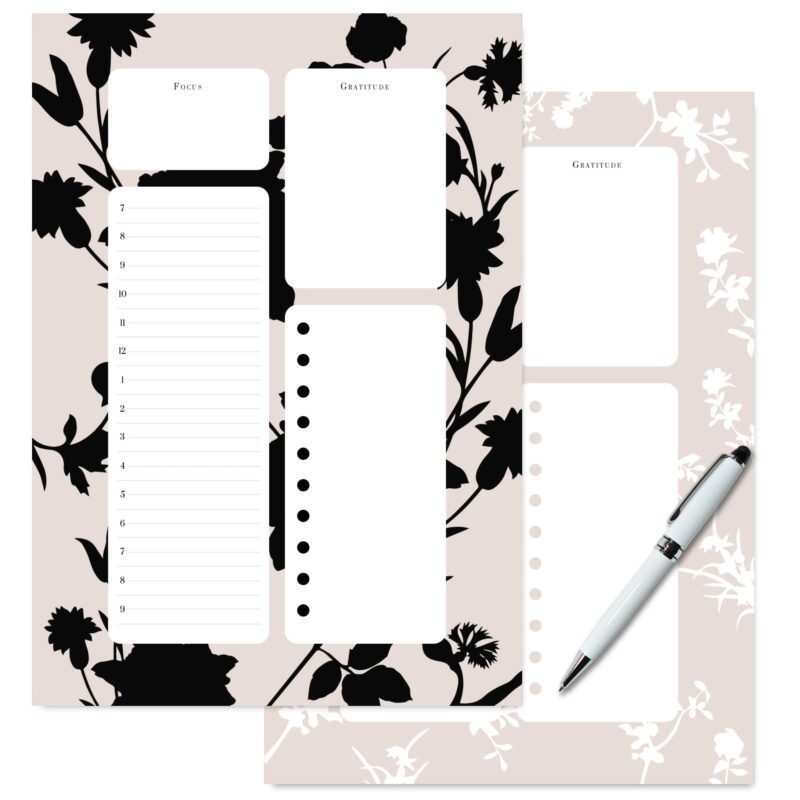 Printable daily planner A5 showing elegant silhouette layout