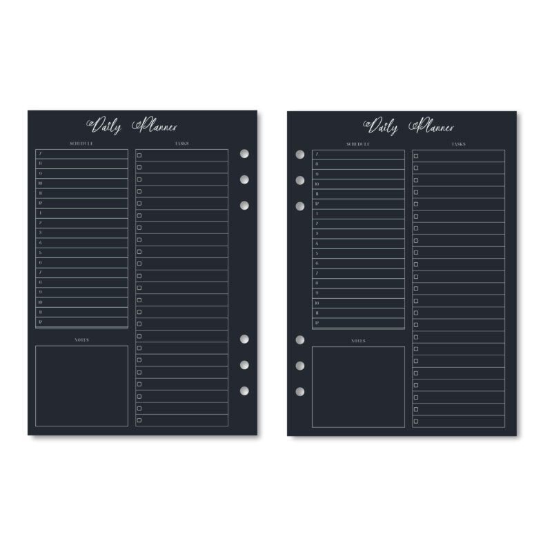 Minimalist productivity planner with dark mode design