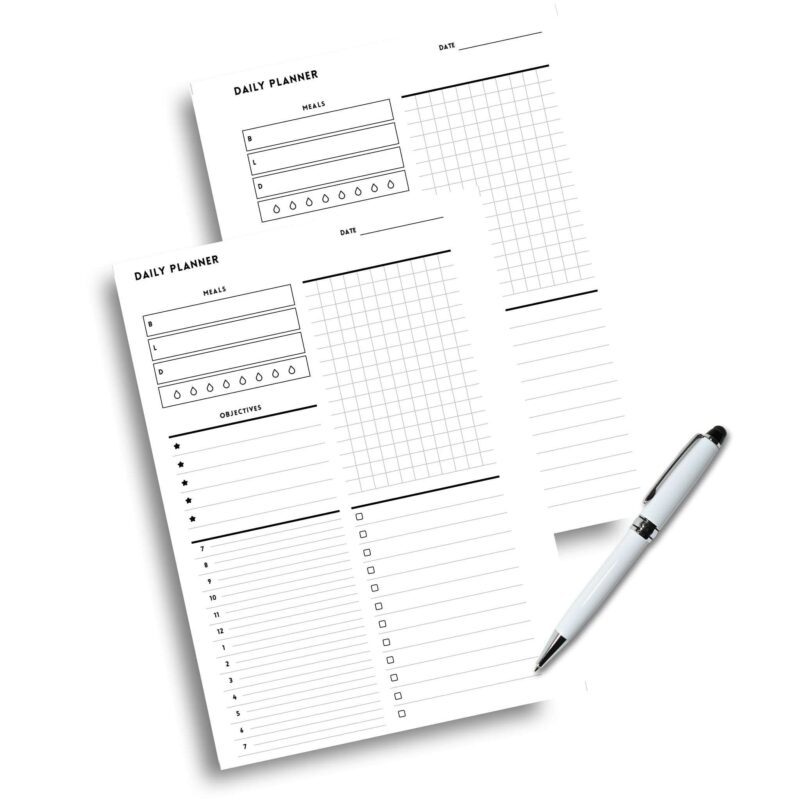 Digital display of the A5 minimalist daily planner insert PDF.