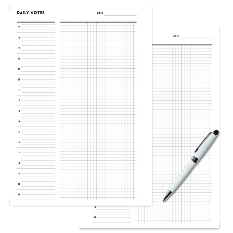 Hand writing on the A5 Minimalist Daily Planner PDF, focusing on the schedule section.