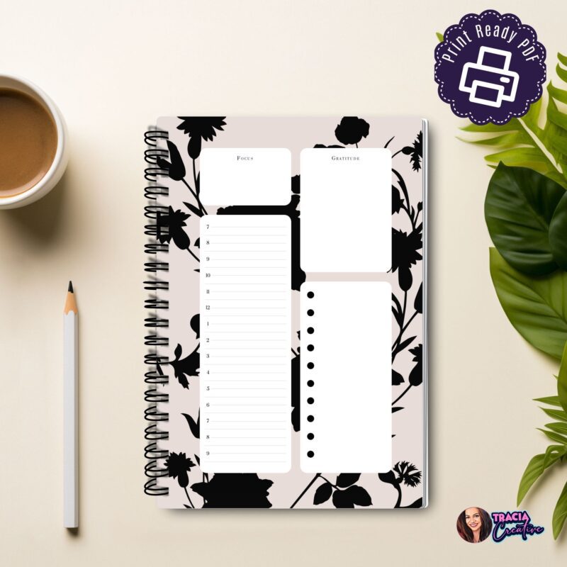 daily planner insert A5 with focus, gratitude, schedule, and to-do sections