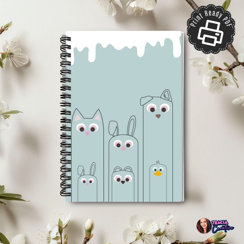 A5 planner dashboard featuring cute animal illustrations