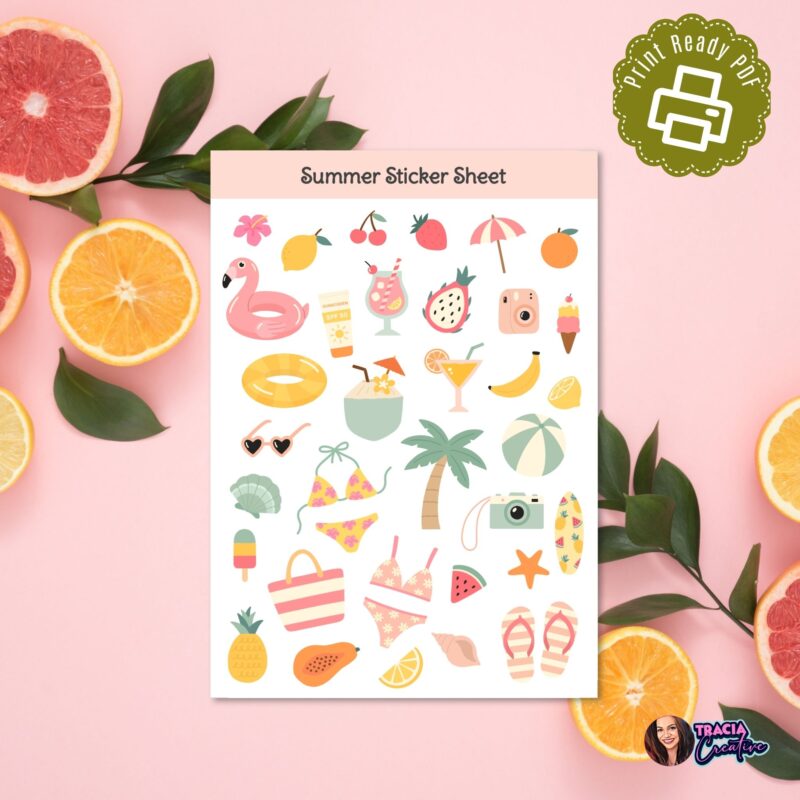 Cute Summer Stickers for Planner Decoration