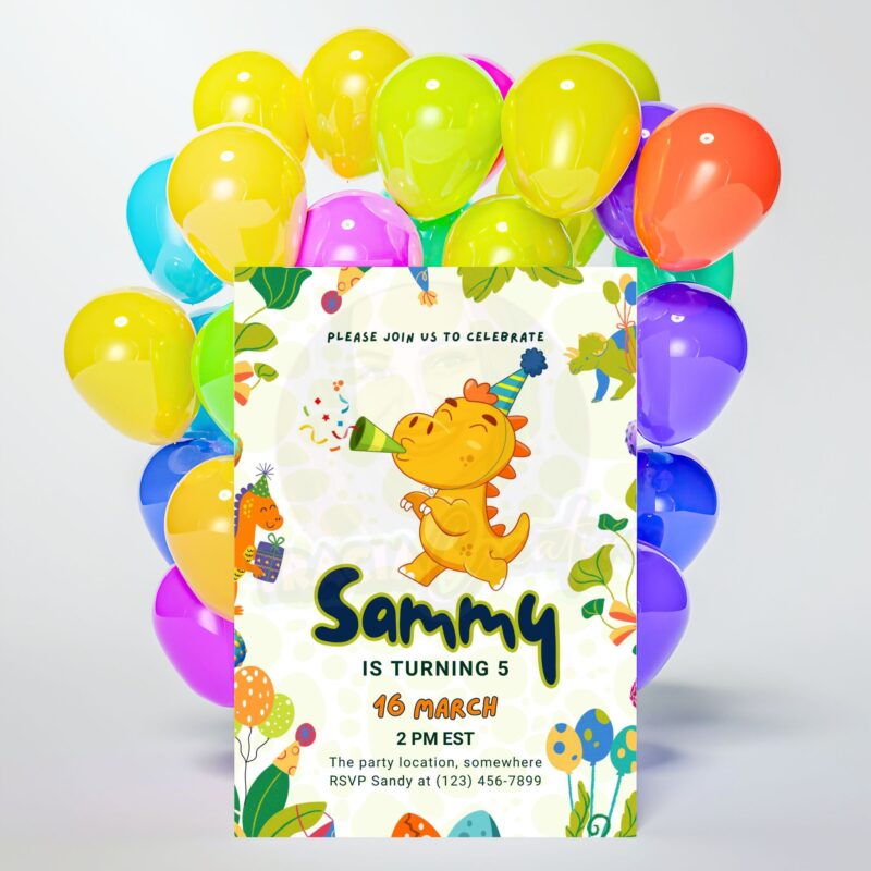 Dinosaur Birthday Invitation – Editable Canva Template | Kids Party - Image 4