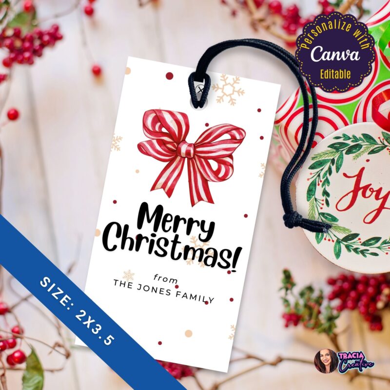 Bow Merry Christmas Gift Tags – classic festive bow design