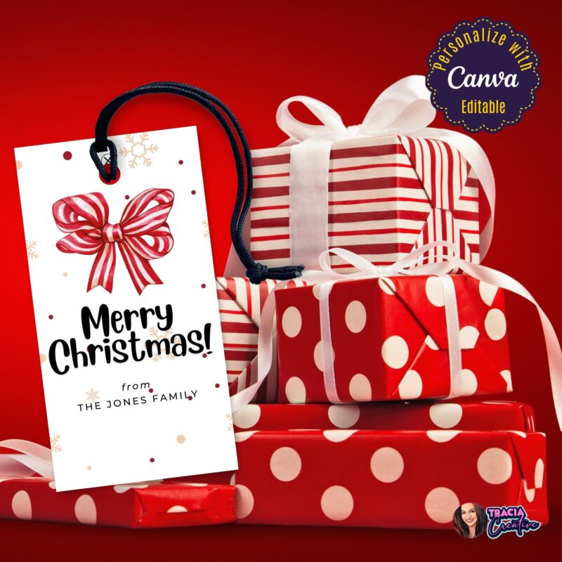Instant Download Bow Merry Christmas Gift Tags – quick holiday gift prep