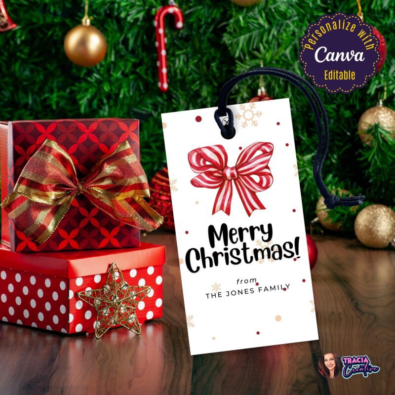 Bow Merry Christmas Gift Tags – classic festive bow design