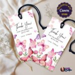 Pastel Butterflies Thank You Tag – Editable Canva Template for gifts