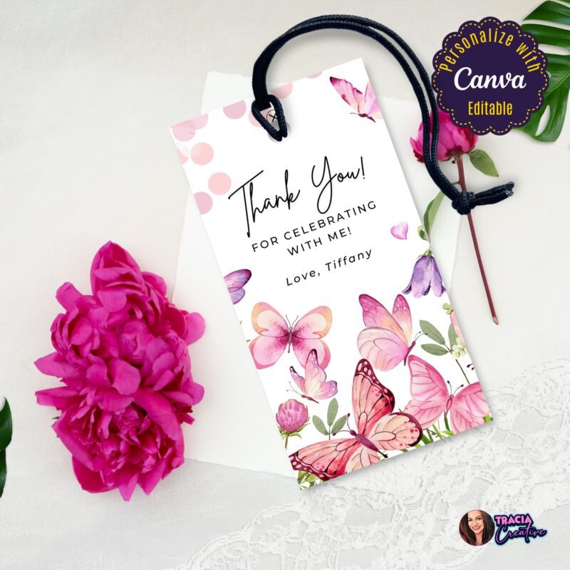 Pastel Butterflies Thank You Tag – Editable Template | Charming Gift Favors - Image 9
