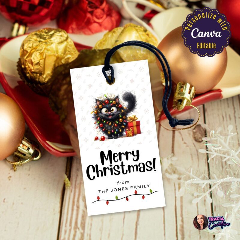 Instant Download Funny Cat Gift Tags – quick holiday prep for cat fans