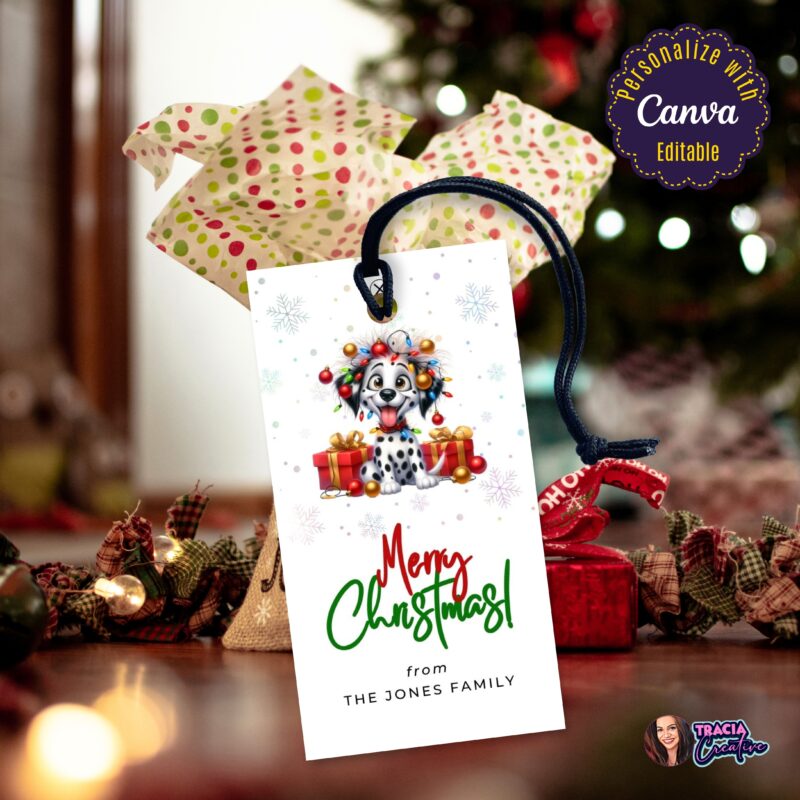Dalmatian Christmas Tags – adorable and funny for holiday presents