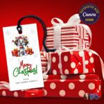 Funny Dog Merry Christmas Gift Tags – Dalmatian tangled in lights design