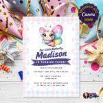 Butterfly Kids Birthday Invitation – cute butterfly with pastel colors