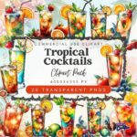 Tropical Cocktails Clipart for commercial use designs