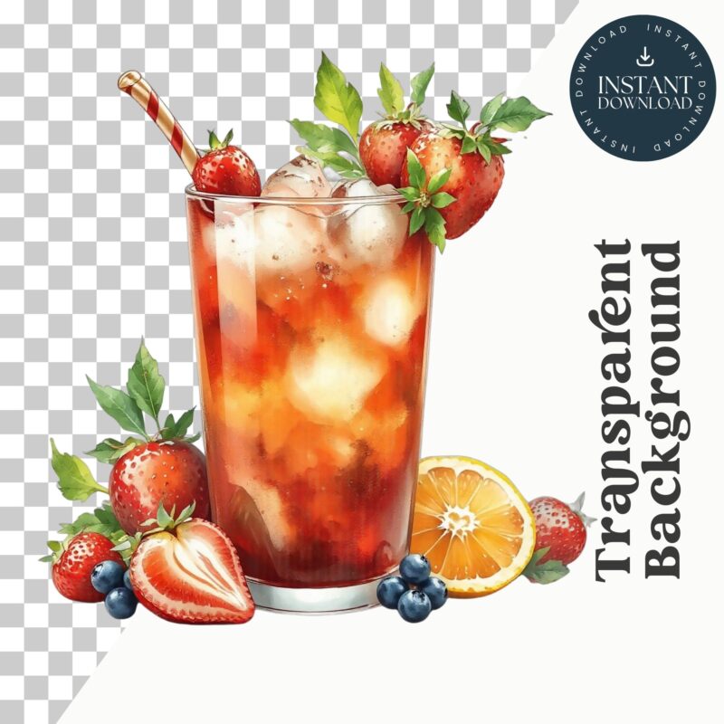 Tropical Cocktails Clipart for commercial use designs