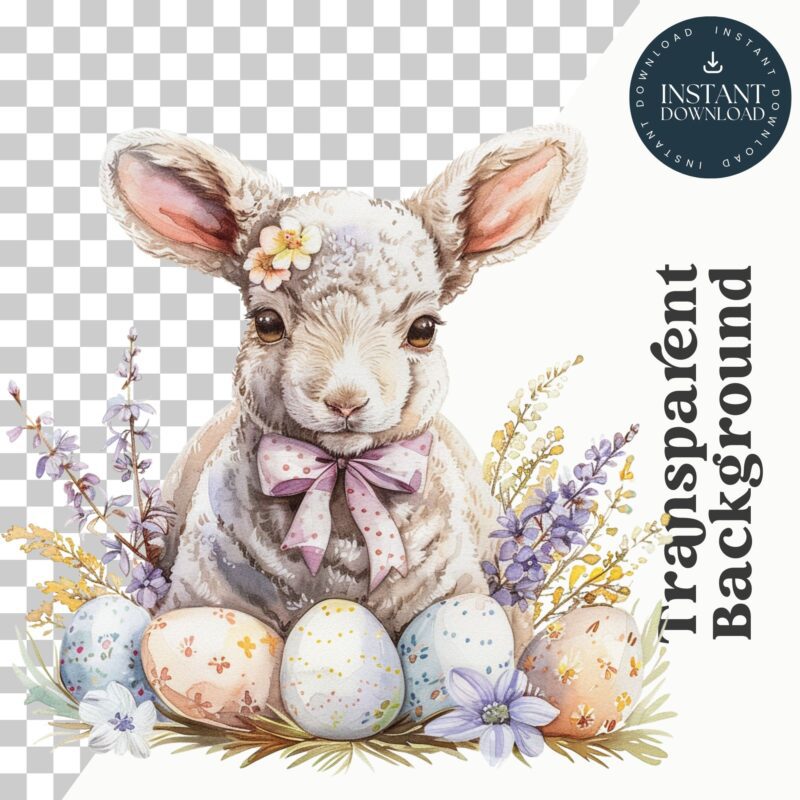 Adorable Easter clipart collection with bunnies and eggs.