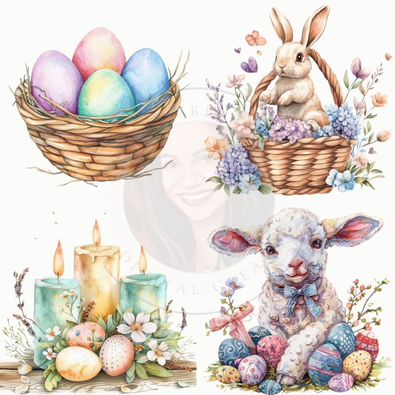 High-resolution Easter clipart featuring watercolor chicks.