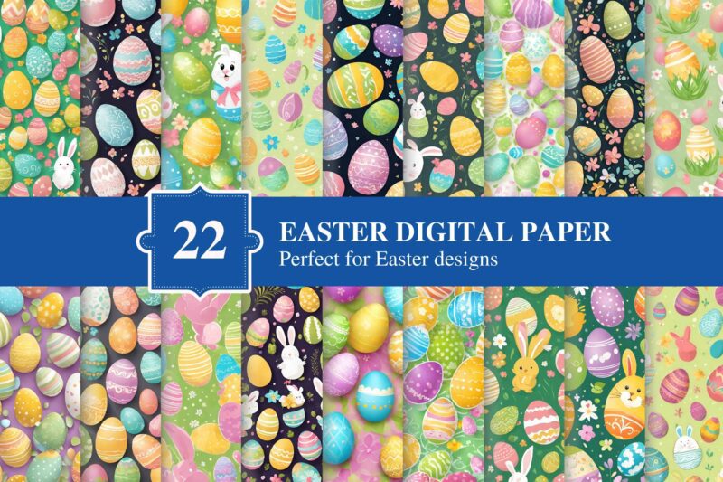 Scrapbooking background with Easter eggs and flowers