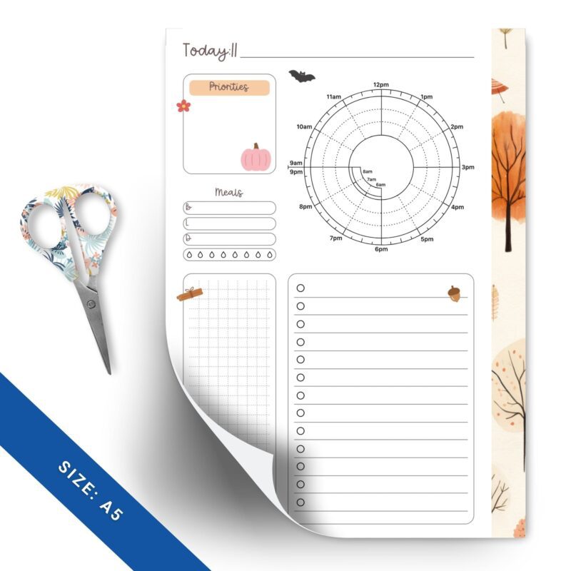 Autumn-themed daily agenda for planners