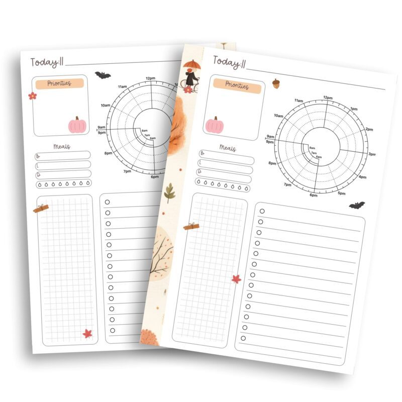 Printable Fall Day Organizer sheet
