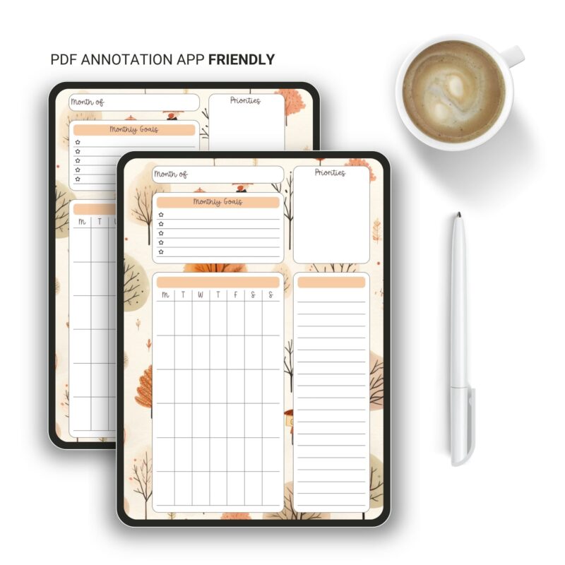 Cozy Fall Monthly Overview Planner - A5 Printable Insert - Image 6