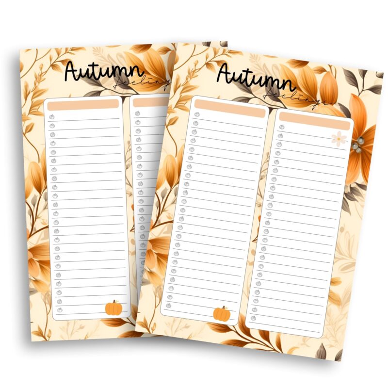 Printable A5 fall to-do sheets
