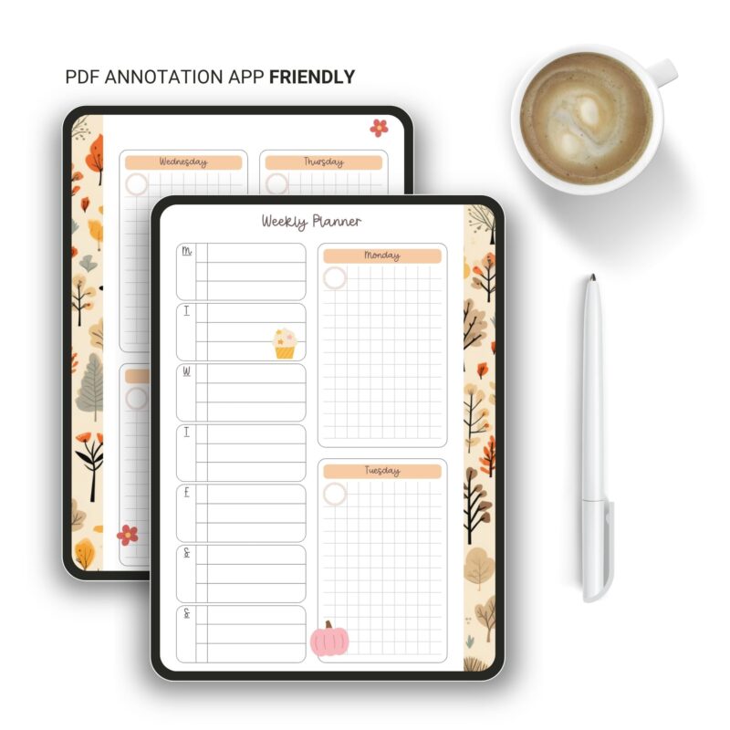 Weekly Goals Planner Printable Fall