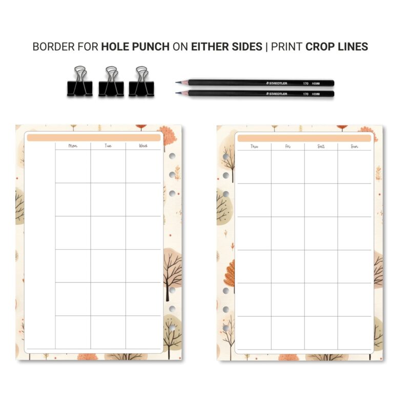 A5 Monthly Planner with Fall Design