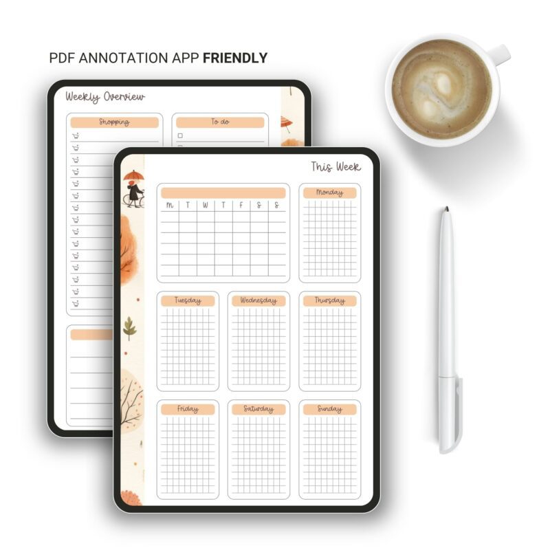 Fall Weekly Overview - Printable A5 Planner Insert for Cozy Productivity - Image 6