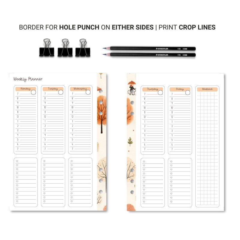 A5 Weekly Planner with Fall Design