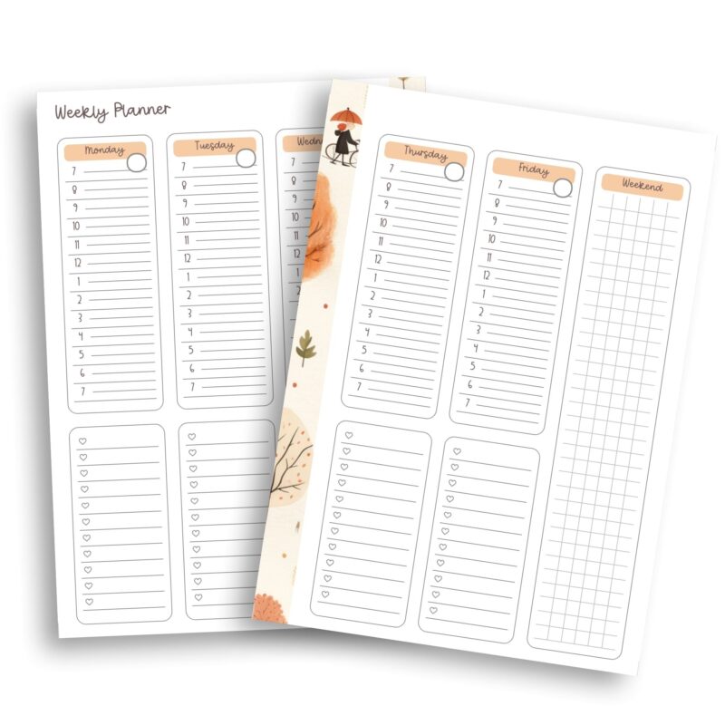 Aesthetic Fall Productivity Planner Page